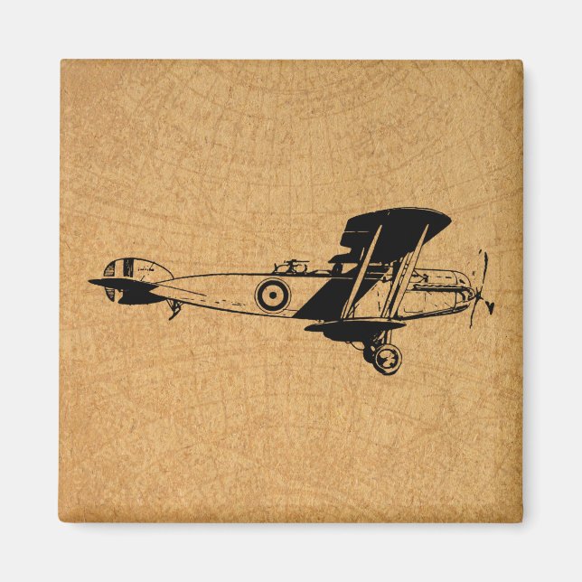 Imán Avión antiguo de moda de avión de arte (Frente)