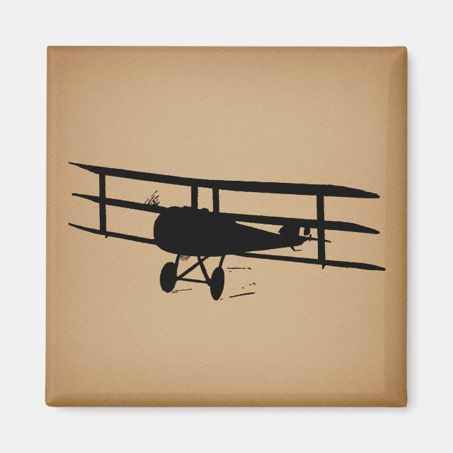 Imán Avión antiguo Silhouette Vintage (Frente)