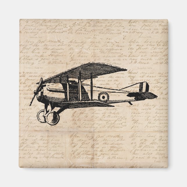 Imán Avión clásico Papel de guión de arte de la aviació (Frente)