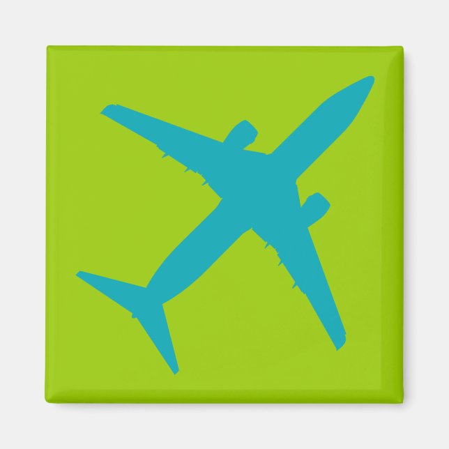 Imán Avión Gráfico en Azul Acuático (Frente)