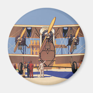 Imán Avión Viaje Vintage y Transporte en Biplano