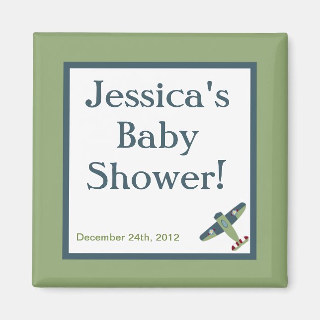 Imán Avión Vintage Baby Shower Favnet (Frente)