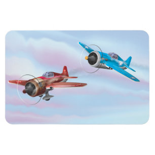 Imán Aviones de dibujos animados gemelos volando