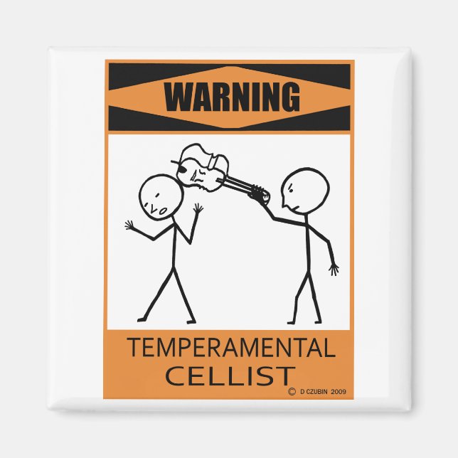 Imán Aviso Cellista de temperatura (Frente)
