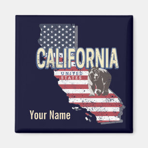 Imán Aviso de mapa de estados retro de California