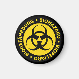 Imán Aviso de peligro biológico trilingüe