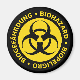 Imán Aviso de peligro biológico trilingüe