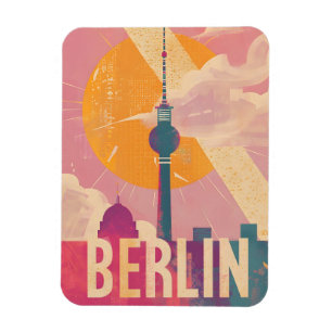 Imán Aviso de viaje rosa de la época de Berlín