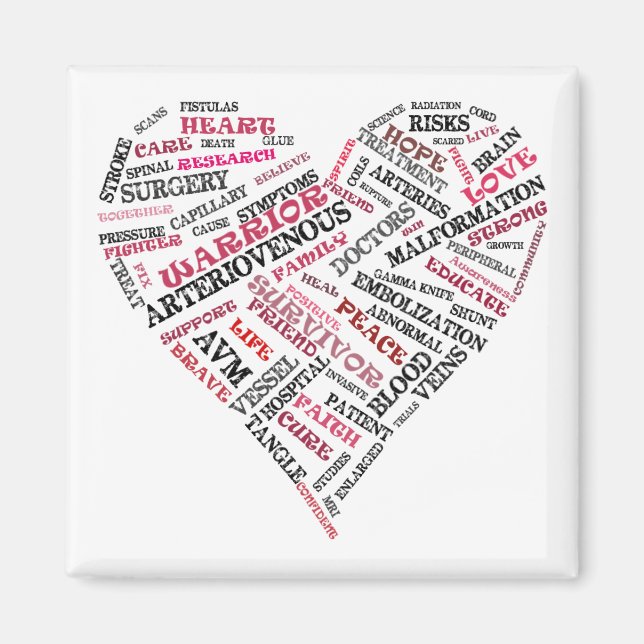 Imán AVM Awareness Word Soup Heart Magnet (Frente)
