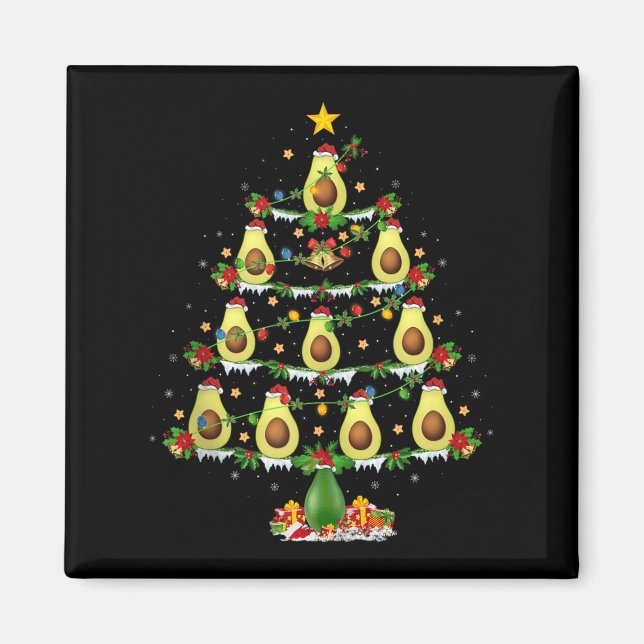 Imán Avocado Christmas Tree Lights Funny Avocado Xmas T (Frente)