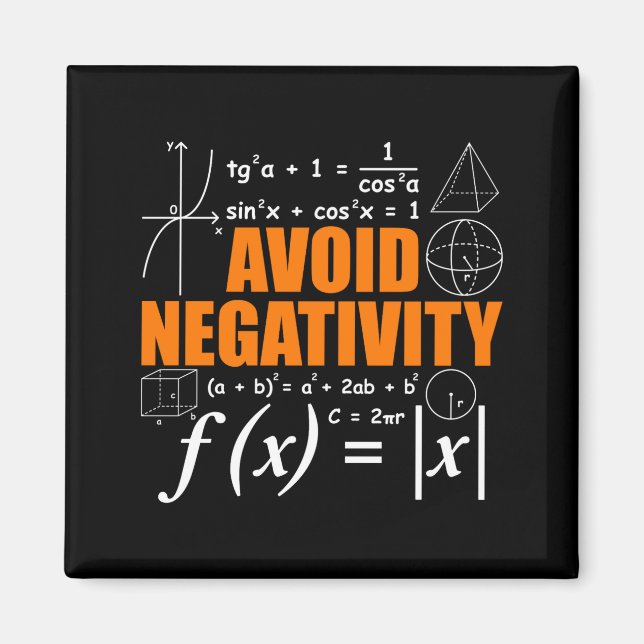 Imán Avoid Negativity Funny Math Mathematician Teacher  (Frente)