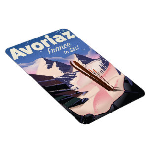 Imán Avoriaz, cartel de viaje de esquí francés