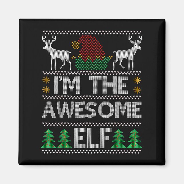 Imán Awesome Elf Matching Family Group Christmas Party  (Frente)