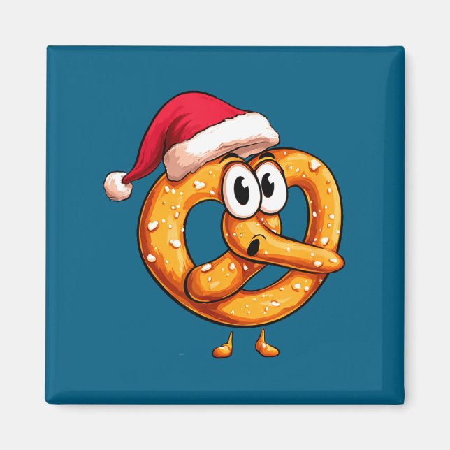 Imán Awesome Festive Pretzel With Santa Claus Hat Costu (Frente)