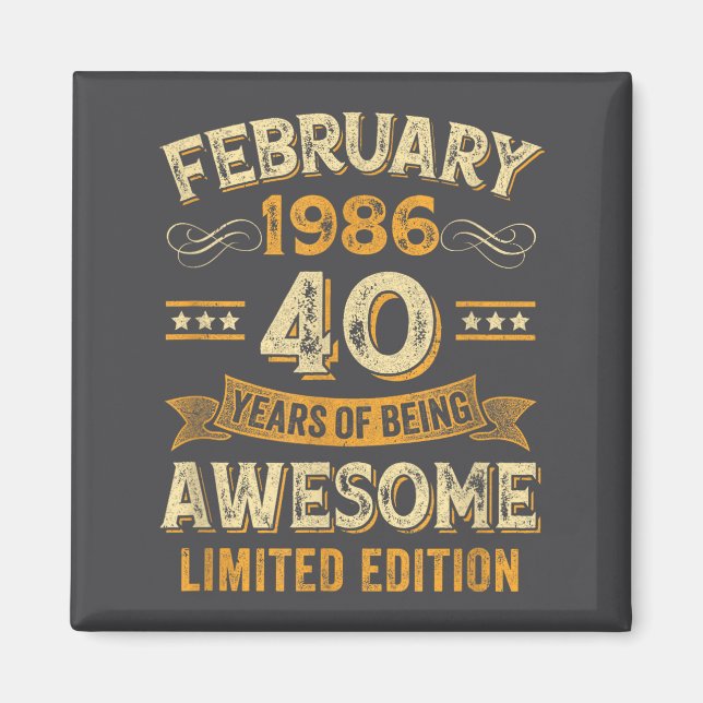 Imán Awesome Vintage February 1986 40th Birthday  (Frente)