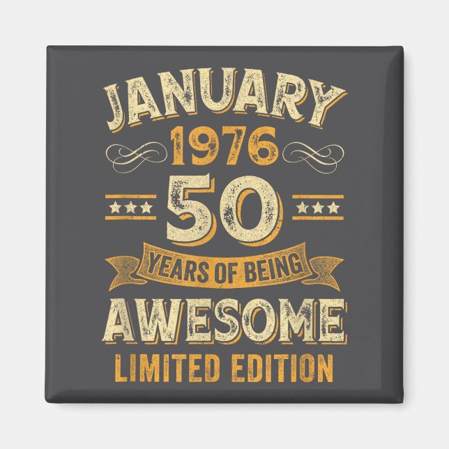 Imán Awesome Vintage January 1976 50th Birthday  (Frente)