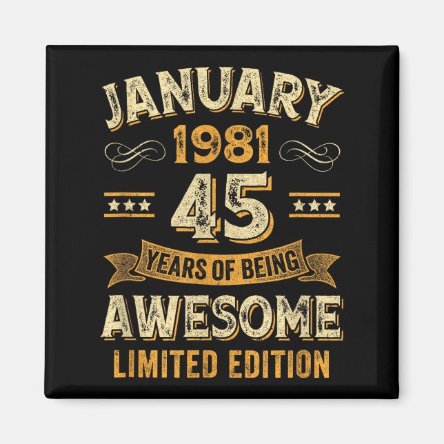 Imán Awesome Vintage January 1981 45th Birthday  (Frente)