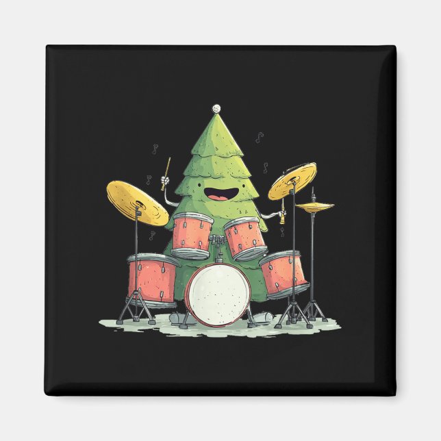 Imán Awesome Xmas Tree With Drums For Rocking Christmas (Frente)