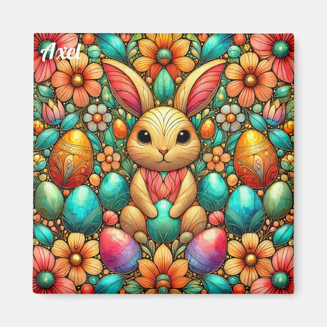 Imán AXEL~ Conejo de Pascua y Huevos ~ Magnet (Frente)