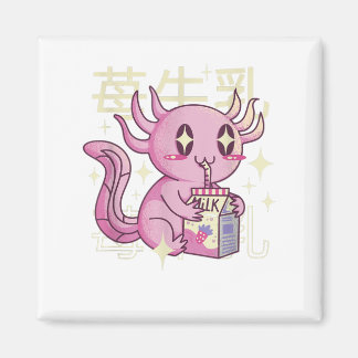 Imán Axolotl Fresa Leche Japón Estilo Kawai Japonés