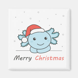 Imán Axolotl Navidades Nieve Animales de Invierno Axolo