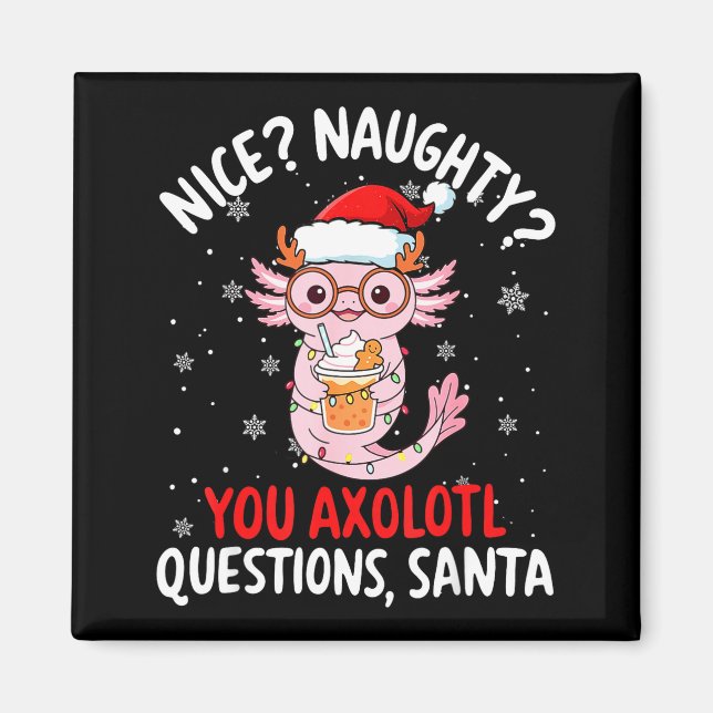 Imán Axolotl Santa Hat Axolotl Questions Christmas Boys (Frente)