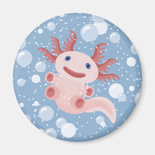 Imán Axolotl y las burbujas Diseño vectorial audaz (Frente)