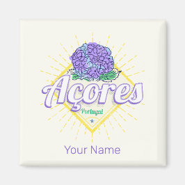Imán Azores Hydrangea Isla Flor Portugal Vintage
