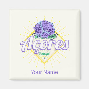 Imán Azores Hydrangea Isla Flor Portugal Vintage