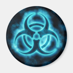Imán Azul-Blanco del símbolo del Biohazard del