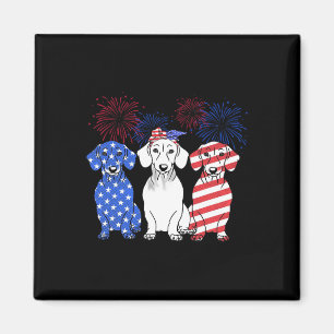 Imán Azul Blanco Rojo Dachshund Perro Bandera Estadouni