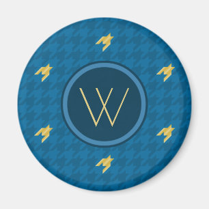 Imán Azul con acento dorado Houndstoth Magnet