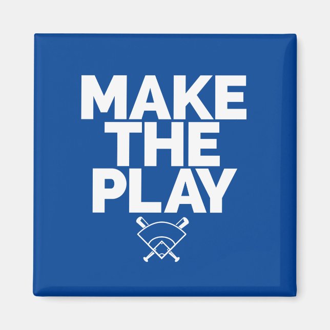 Imán Azul con tema de béisbol (Frente)