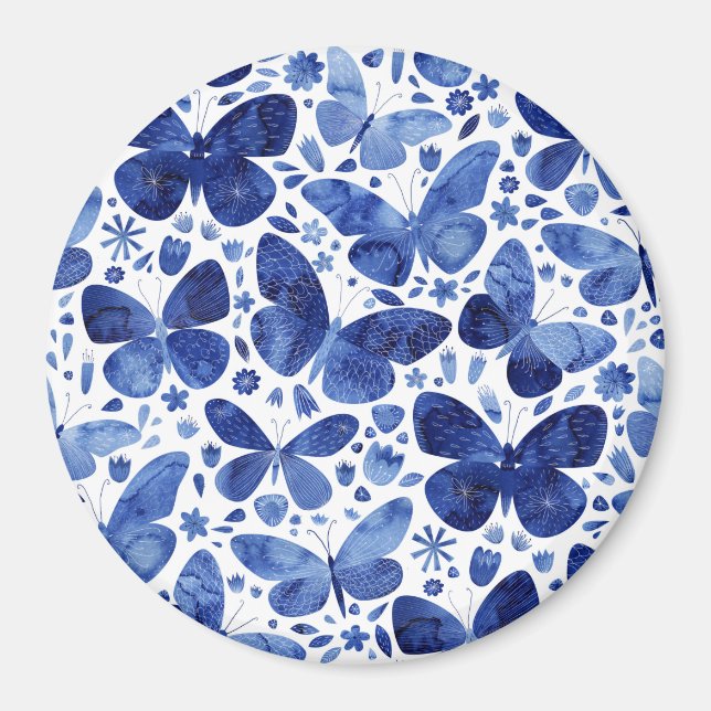 Imán Azul de agua de mariposas (Frente)