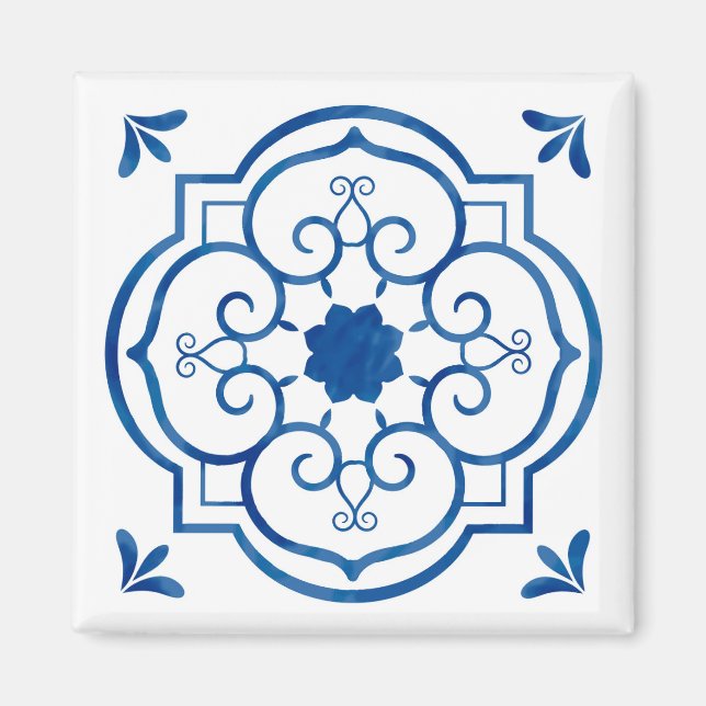 Imán azul de azulejo de Portugal (Frente)