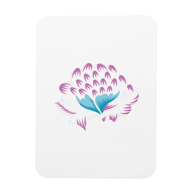 Imán Azul de flor de maíz claro, Megenta cielo, Girona (Vertical)