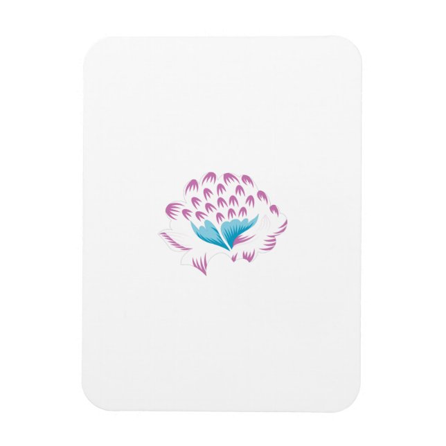 Imán Azul de flor de maíz claro, Megenta cielo, Girona (Vertical)