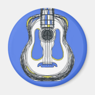 Imán azul de la cara del monstruo de la guitarra