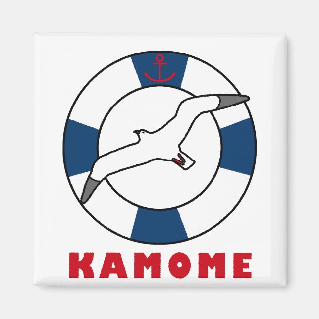 Imán Azul de la Marina de los Anillos de Gaviota y Nata (Frente)