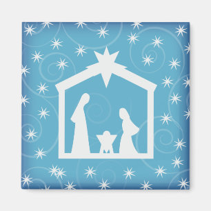 Imán azul de la natividad del navidad de la noche