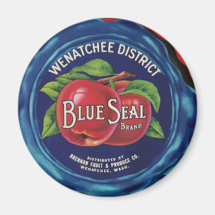 imán azul de las manzanas del sello