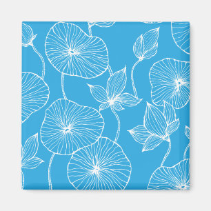Imán Azul deja flores Lotus en flor