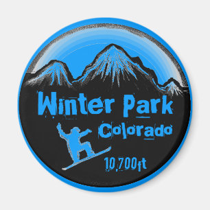 Imán azul del arte de la snowboard de Colorado de