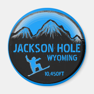 Imán azul del arte de la snowboard de Jackson Hol