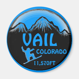 Imán azul del arte de la snowboard de Vail