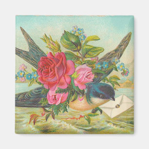 Imán azul del pájaro del vintage
