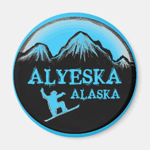 Imán azul del snowboarder de Alyeska Alaska