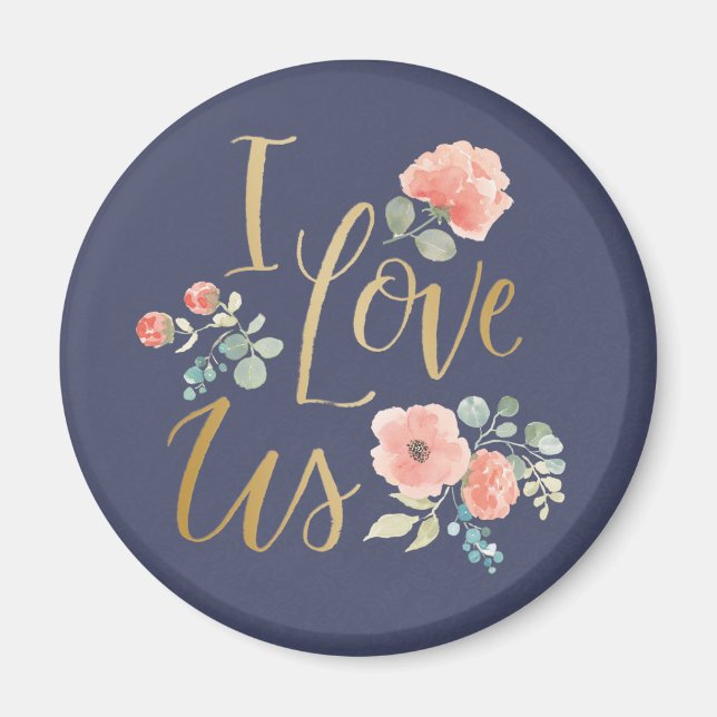 Imán Azul delgado floreciente | Me Amo (Frente)