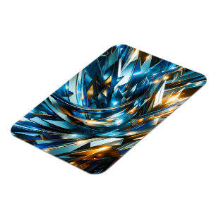 Imán Azul Dorado Futurista Abstracto Metálico Geométric