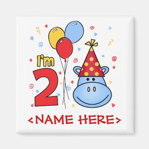 Imán Azul Hippo Cara Segundo cumpleaños